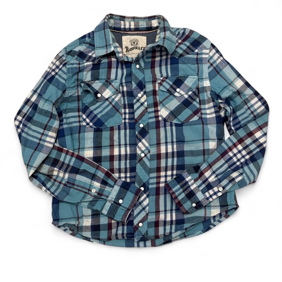 Sears Roebuck Other - Vintage Sears Roebuck & Co Mens Blue Plaid Shirt Sz M Snap Button Cowboy Western